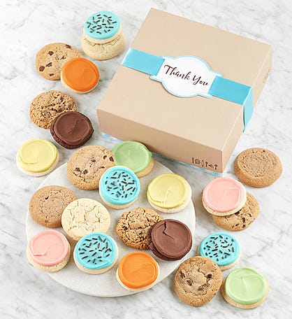 Cheryl’s Cookie Gift Box with Message Tag - 12 Cookies - Thank You